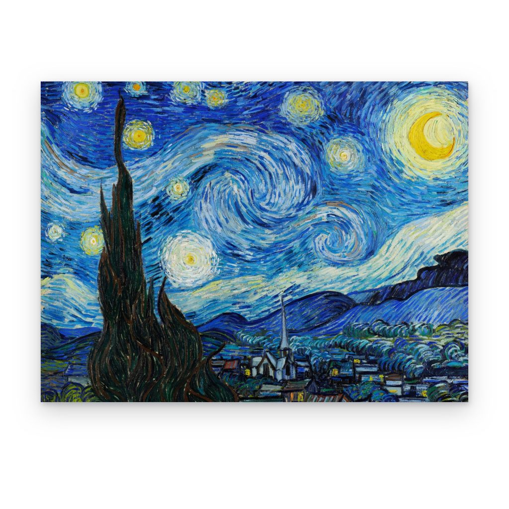 Cuadro La Noche Estrellada de Van Gogh impreso en canvas sobre fondo blanco