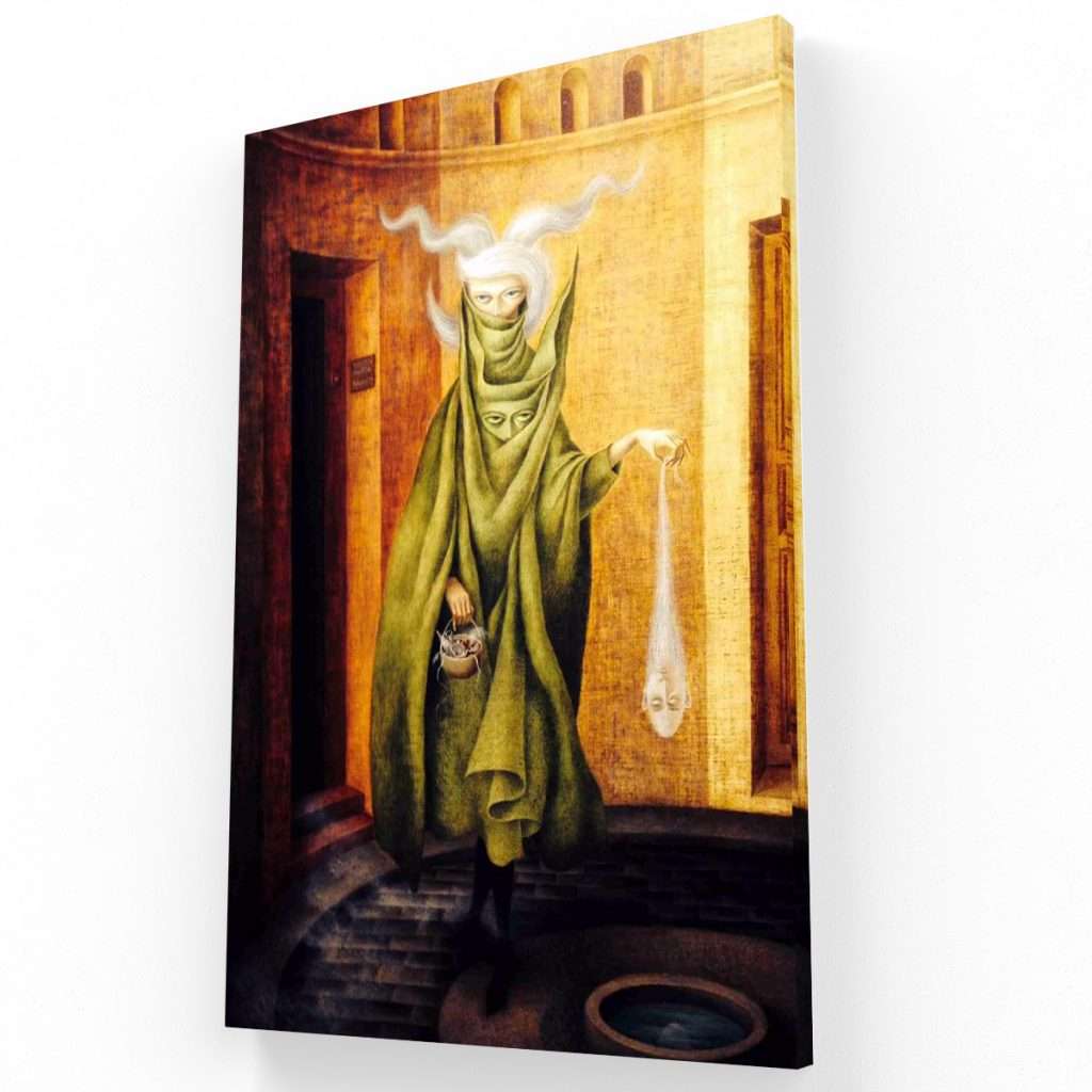 Mujer saliendo del psicoanalista Remedios Varo