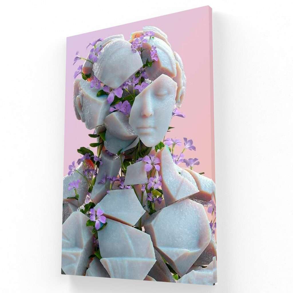 Flores entre estatua