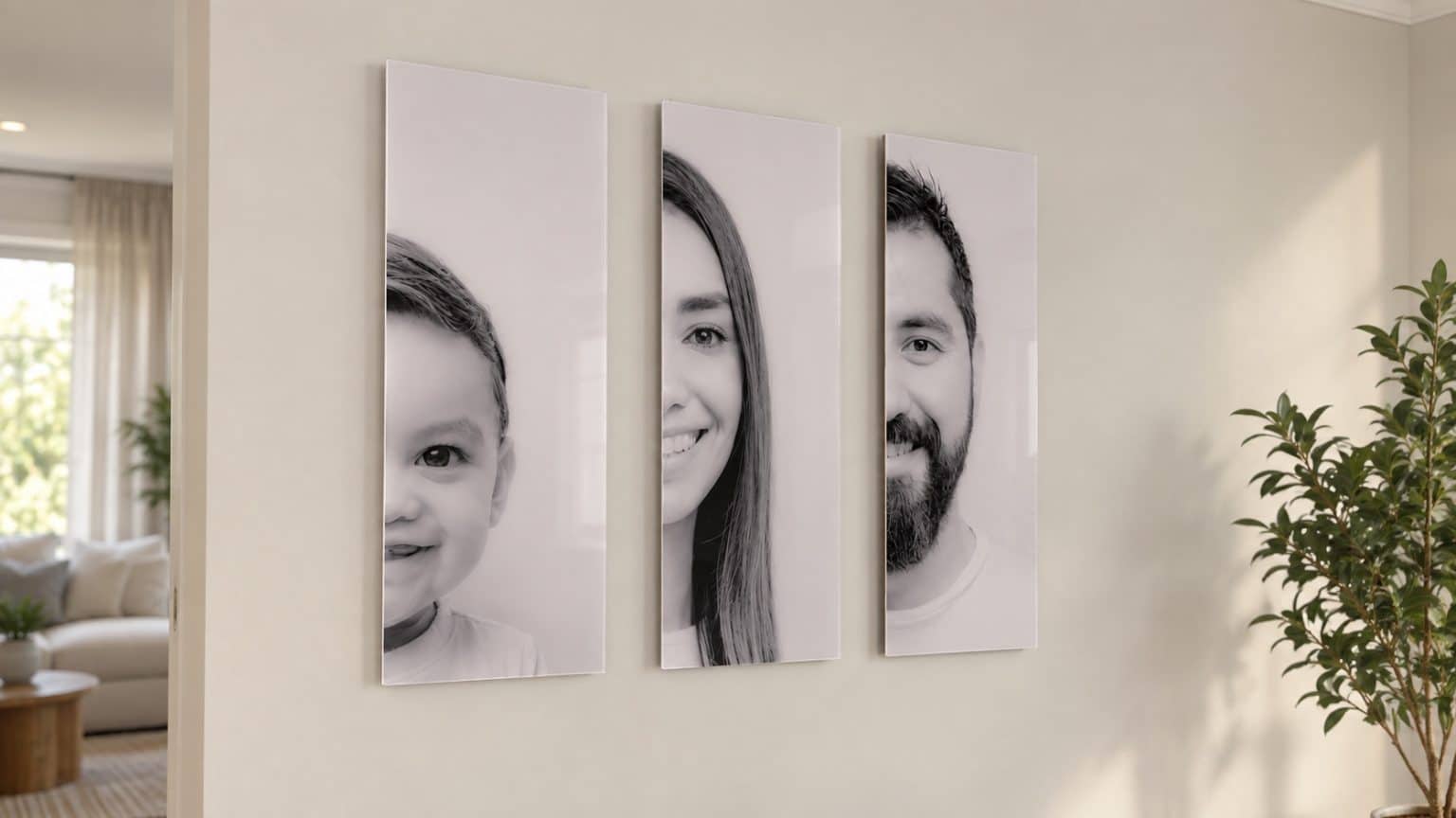 Cuadros de Fotos Personalizado | Canvas y Acrílico HD Retratos familiares en blanco y negro impresos en canvas