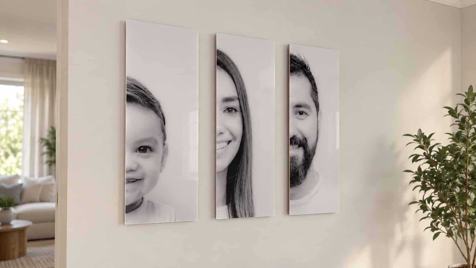 Cuadros de Fotos Personalizado | Canvas y Acrílico HD Retratos familiares en blanco y negro impresos en canvas