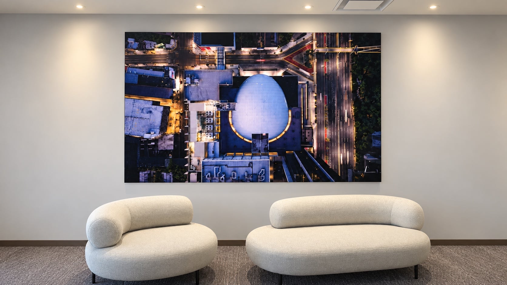 Cuadros de Fotos Personalizado | Canvas y Acrílico HD Cuadro de fotografía aérea en una sala