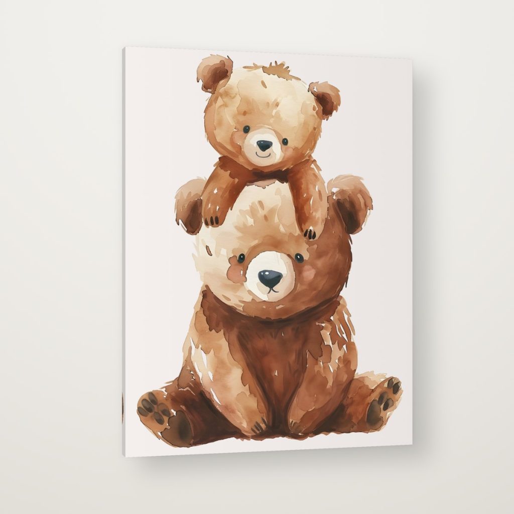 Abrazo de Osos en canvas con canto en espejo