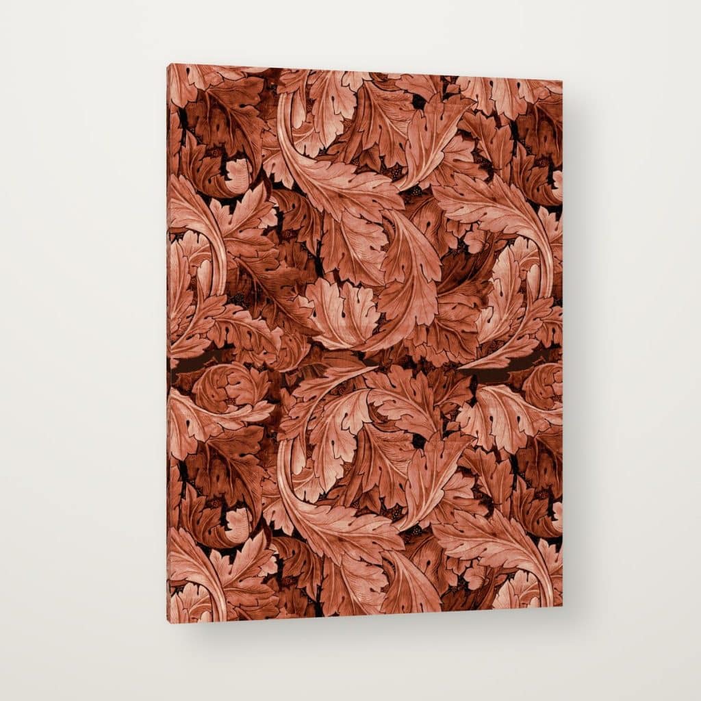 Acanto Terracota de William Morris en canvas con canto en espejo
