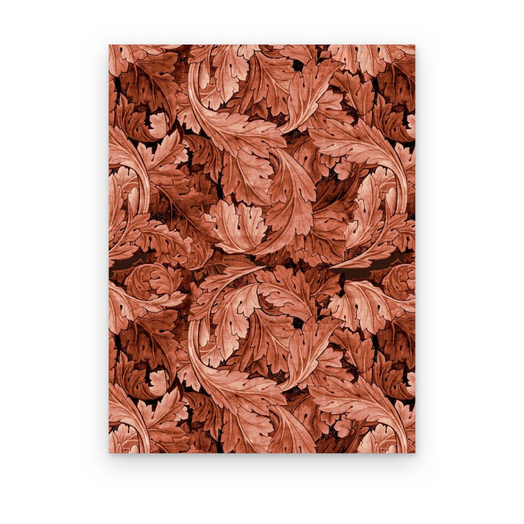 Cuadro Acanto Terracota de William Morris impreso en canvas, hojas de acanto en tonos óxido