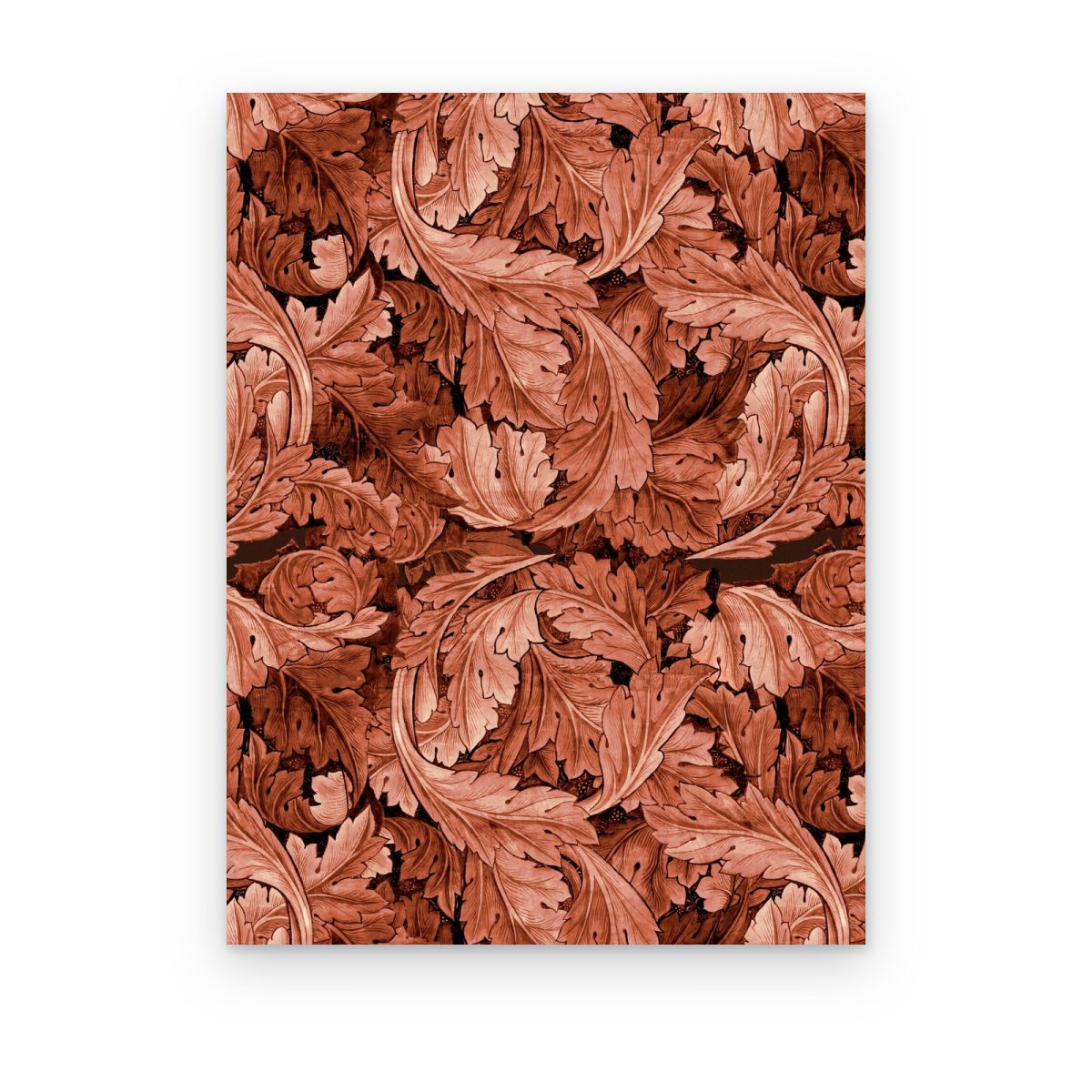 Cuadro Acanto Terracota de William Morris impreso en canvas, hojas de acanto en tonos óxido
