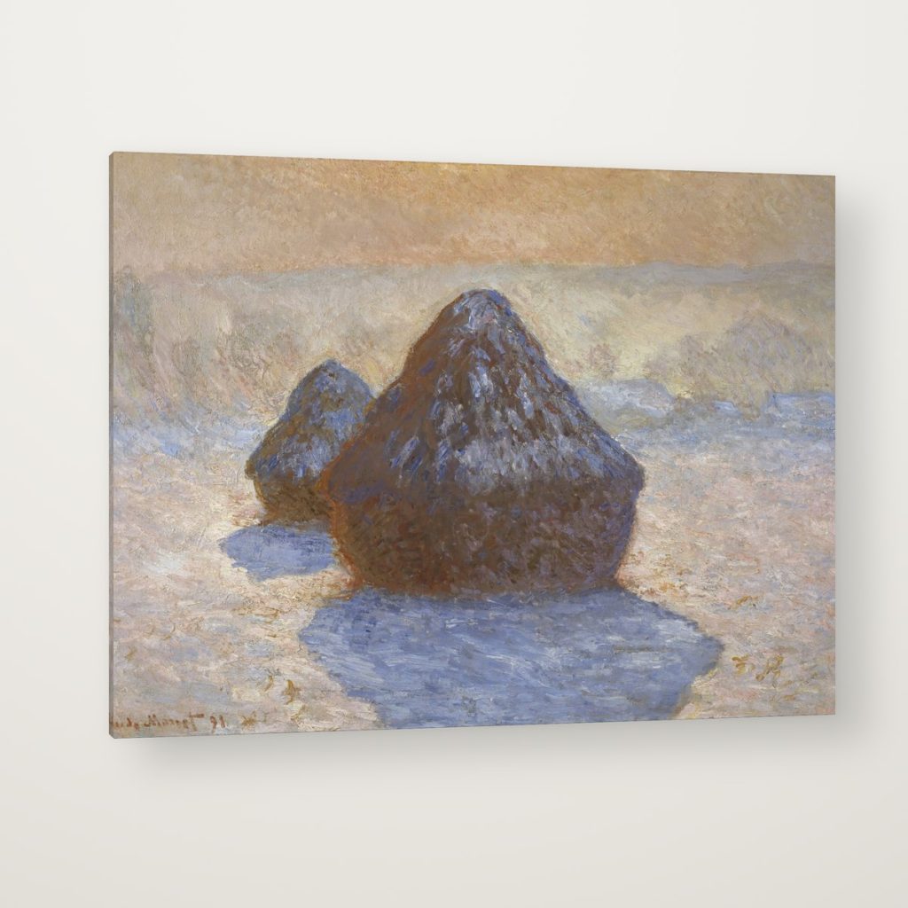 Almiares bajo la Nieve de Monet en canvas con canto en espejo