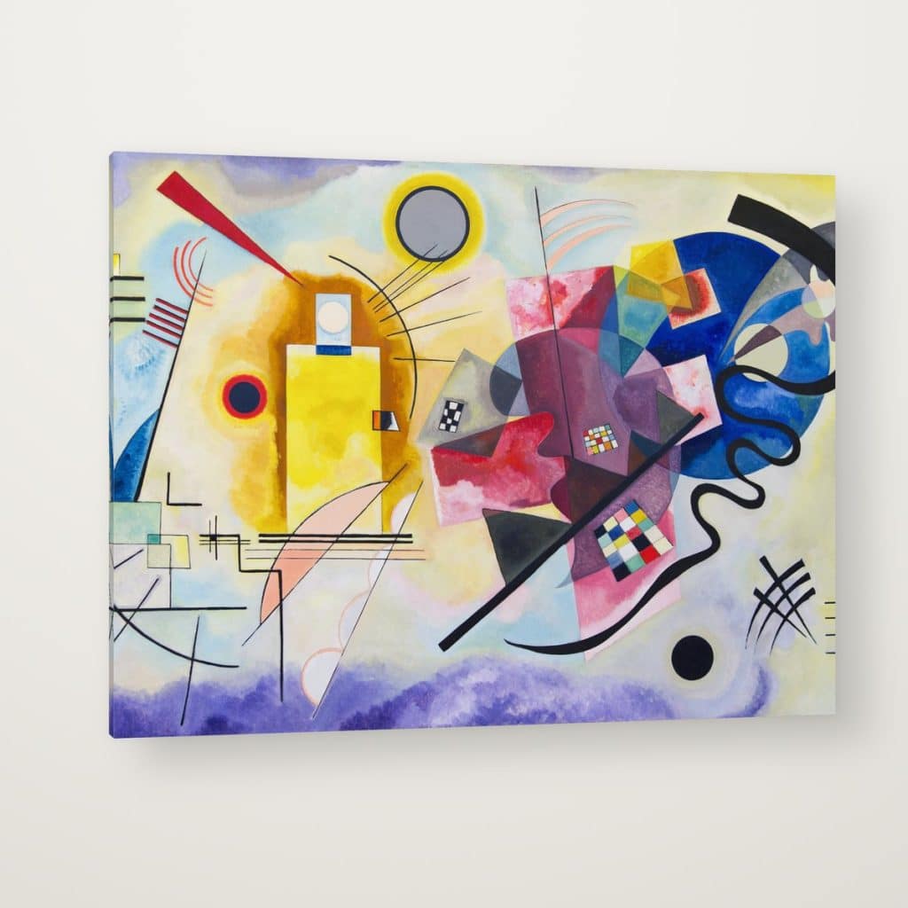 Amarillo, Rojo, Azul de Kandinsky en canvas con canto en espejo