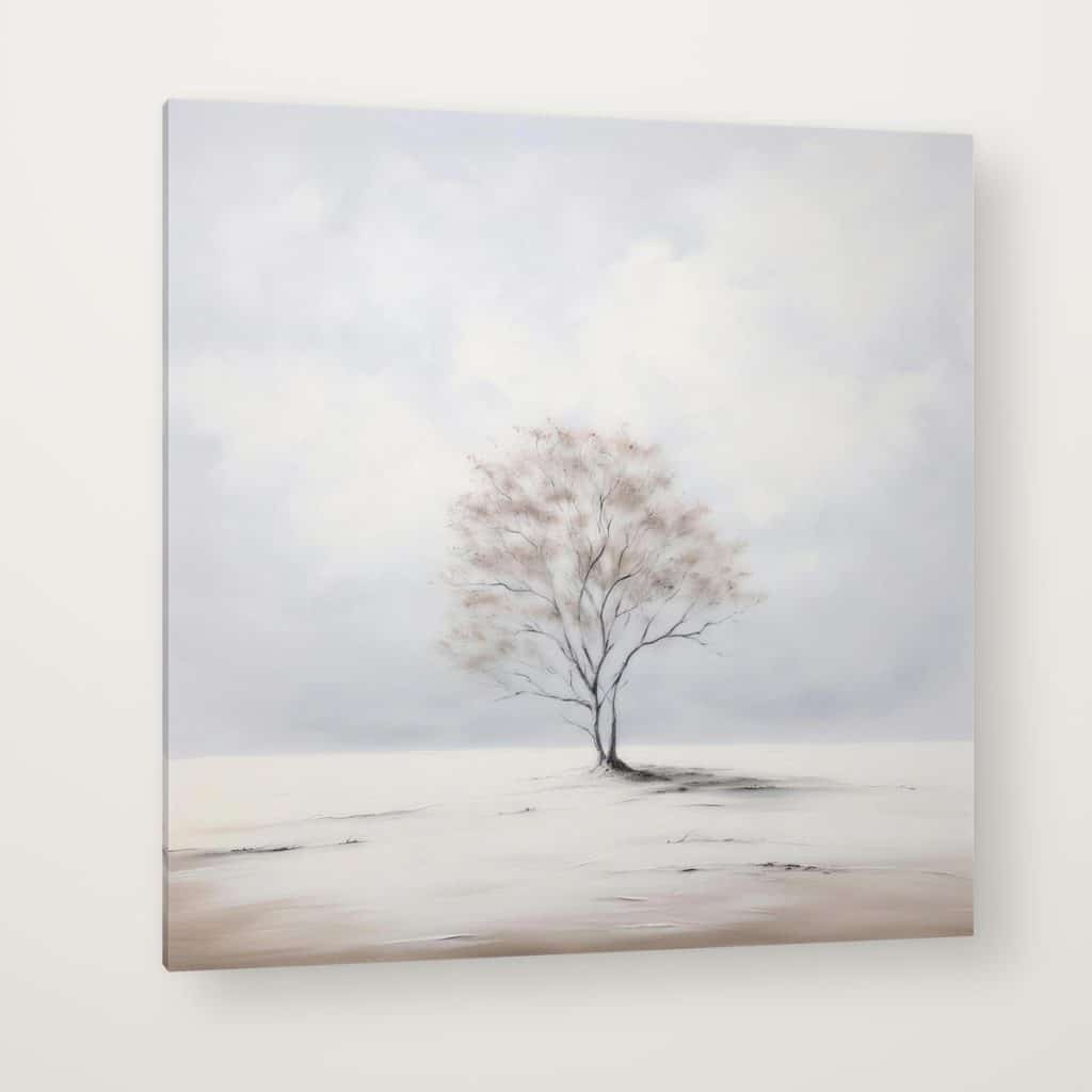 Árbol Solitario en canvas con canto en espejo