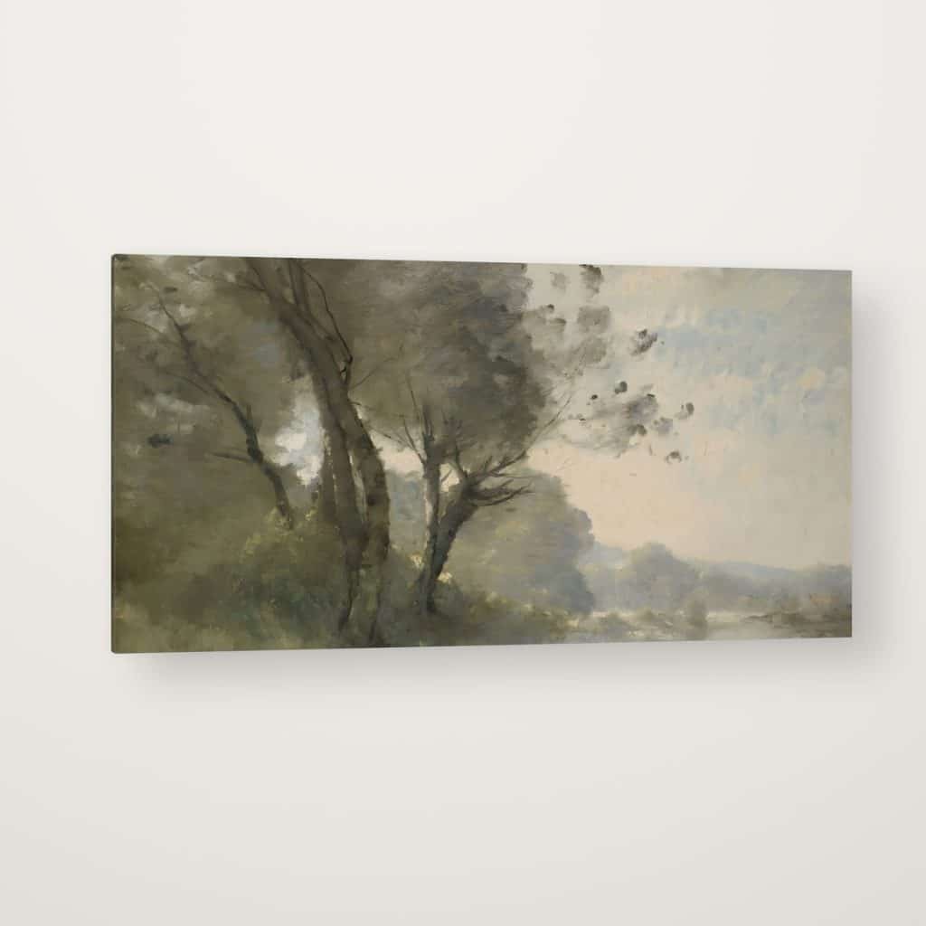 Árboles en la Bruma en canvas con canto en espejo