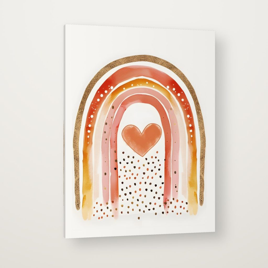 Arcoíris Boho en canvas con canto en espejo