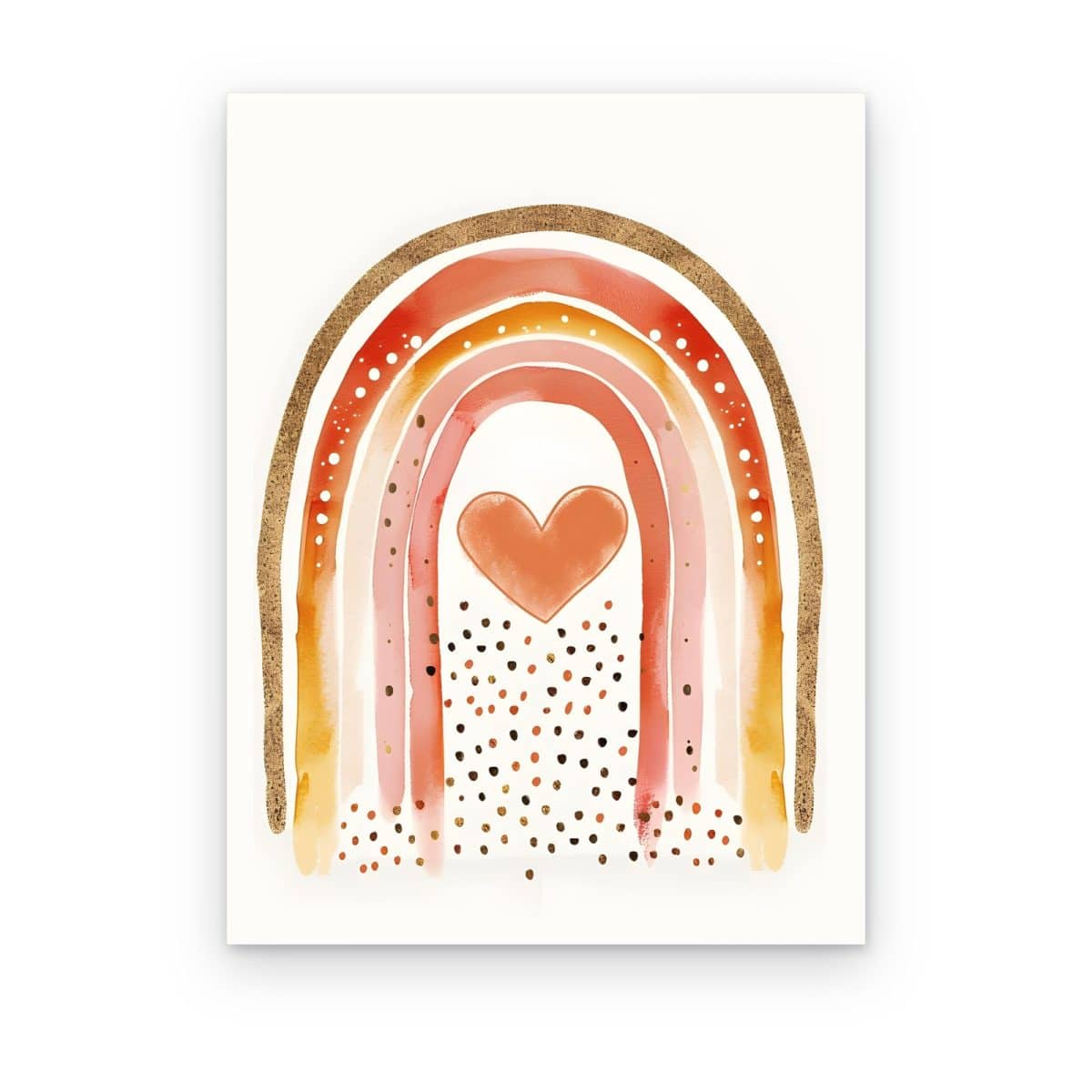 Cuadro Arcoíris Boho impreso en canvas, arcoíris terracota con un corazón al centro