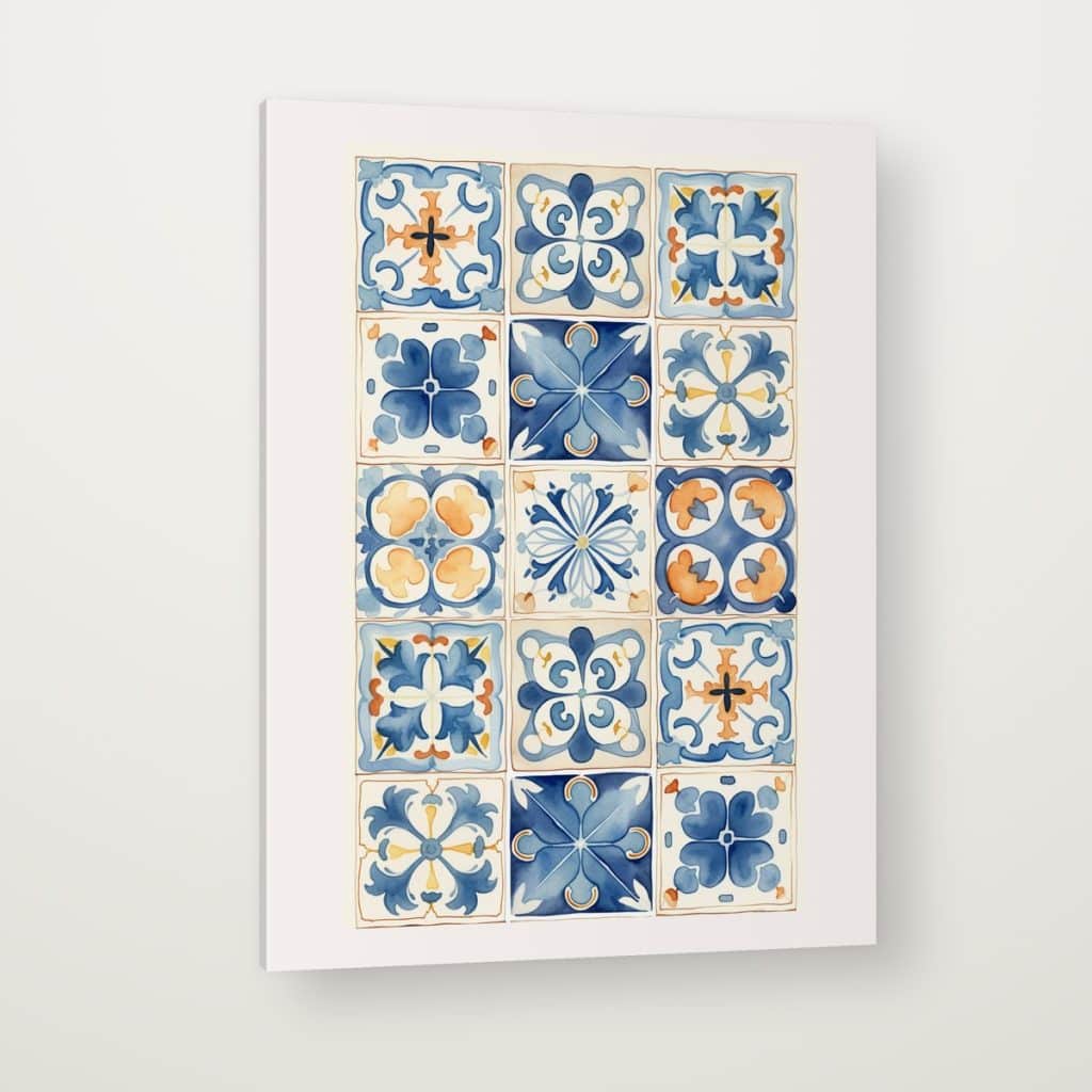 Azulejos Mediterráneos en canvas con canto en espejo