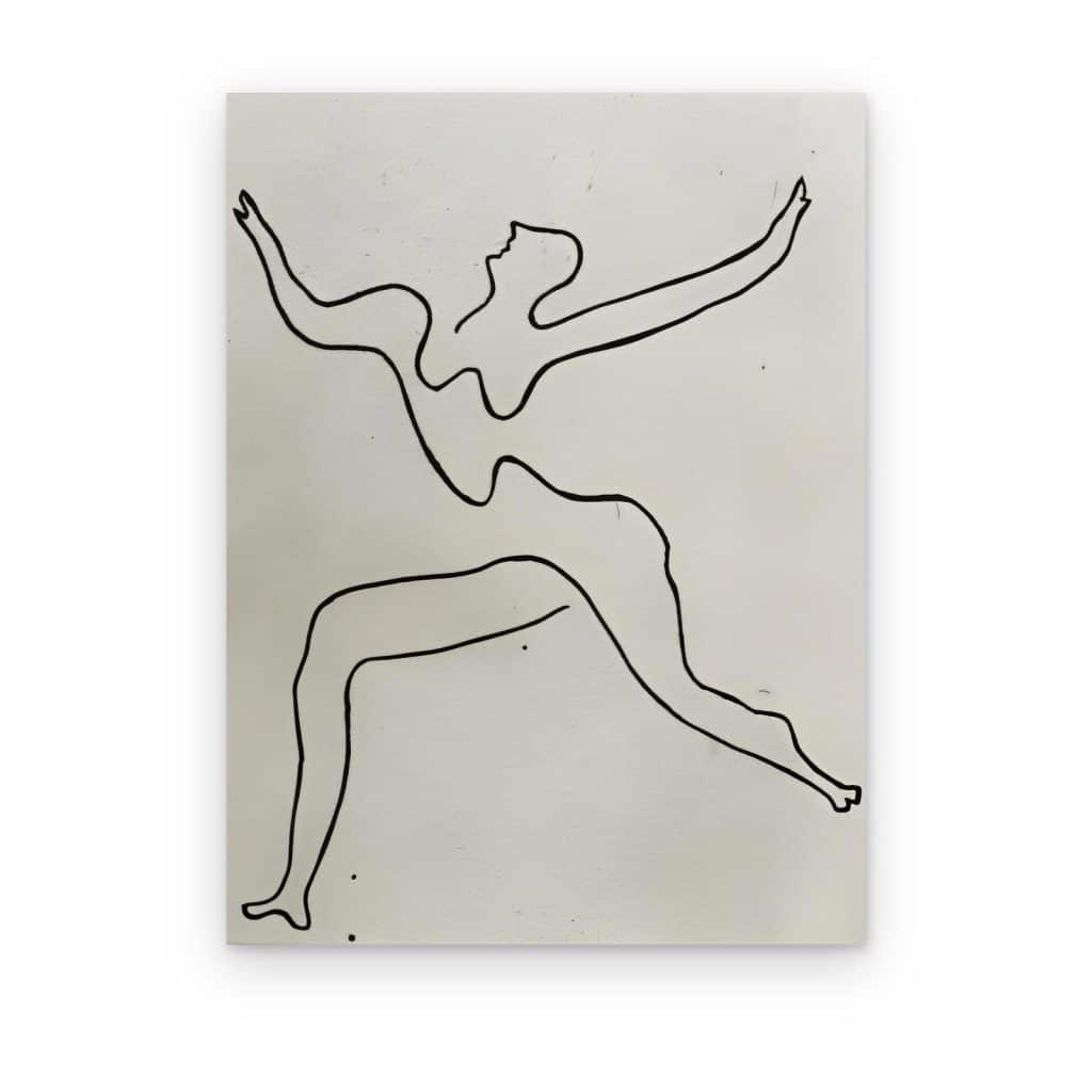 Cuadro Bailarina en Línea impreso en canvas, figura de mujer bailando trazada en línea negra
