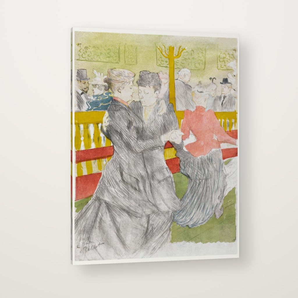 Baile en el Moulin Rouge de Toulouse-Lautrec en canvas con canto en espejo