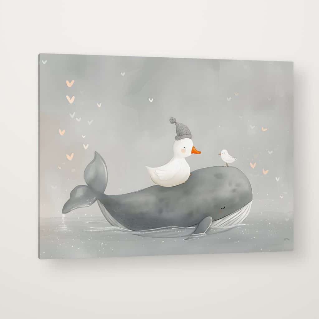 Ballena y Patito en canvas con canto en espejo