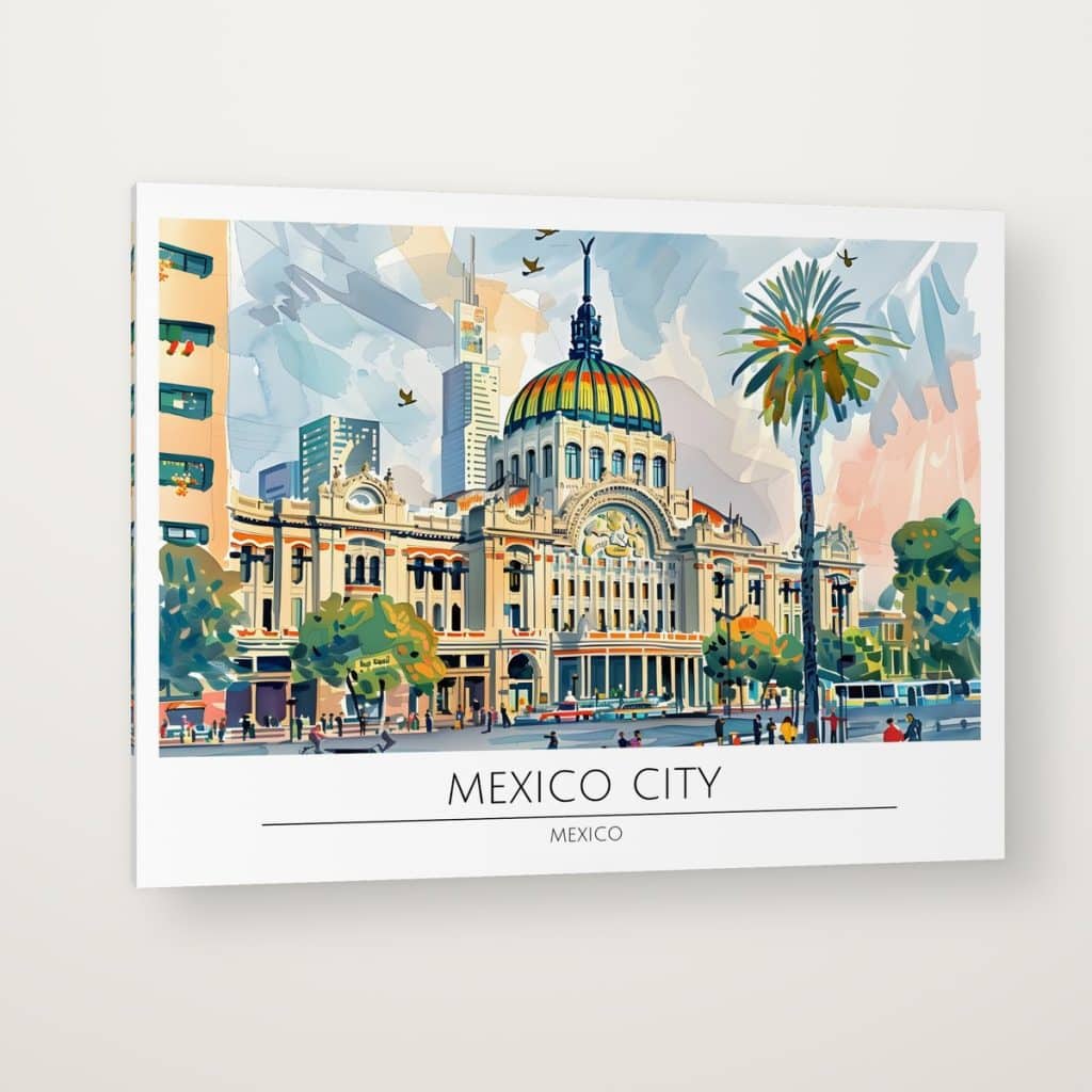 Bellas Artes CDMX en canvas con canto en espejo