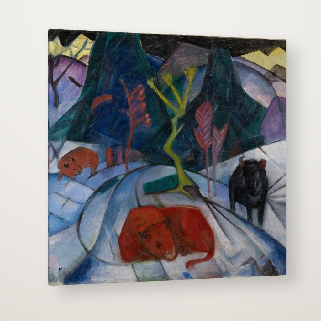 Bisonte en Invierno de Franz Marc en canvas con canto en espejo