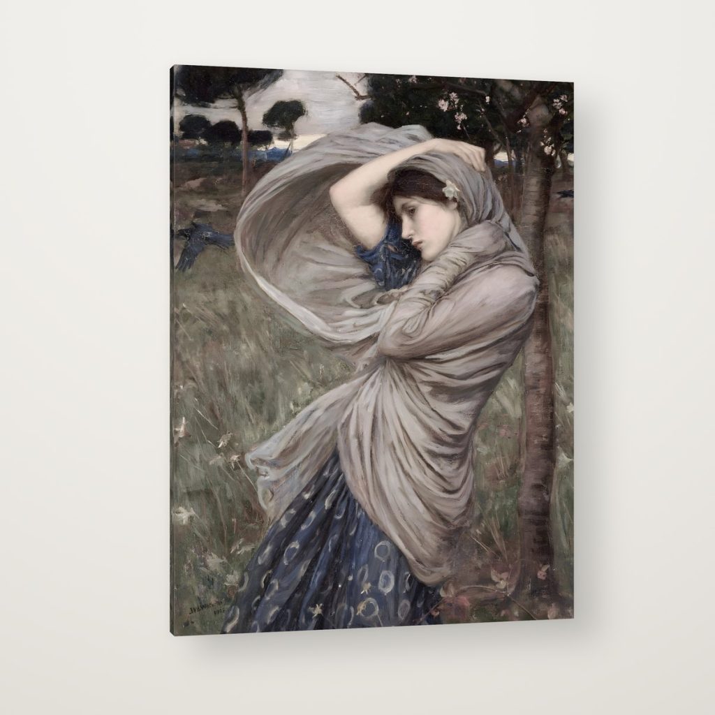 Bóreas de Waterhouse en canvas con canto en espejo