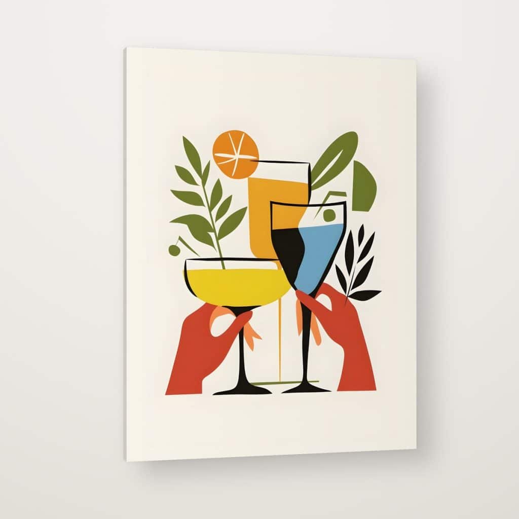 Brindis Tropical en canvas con canto en espejo
