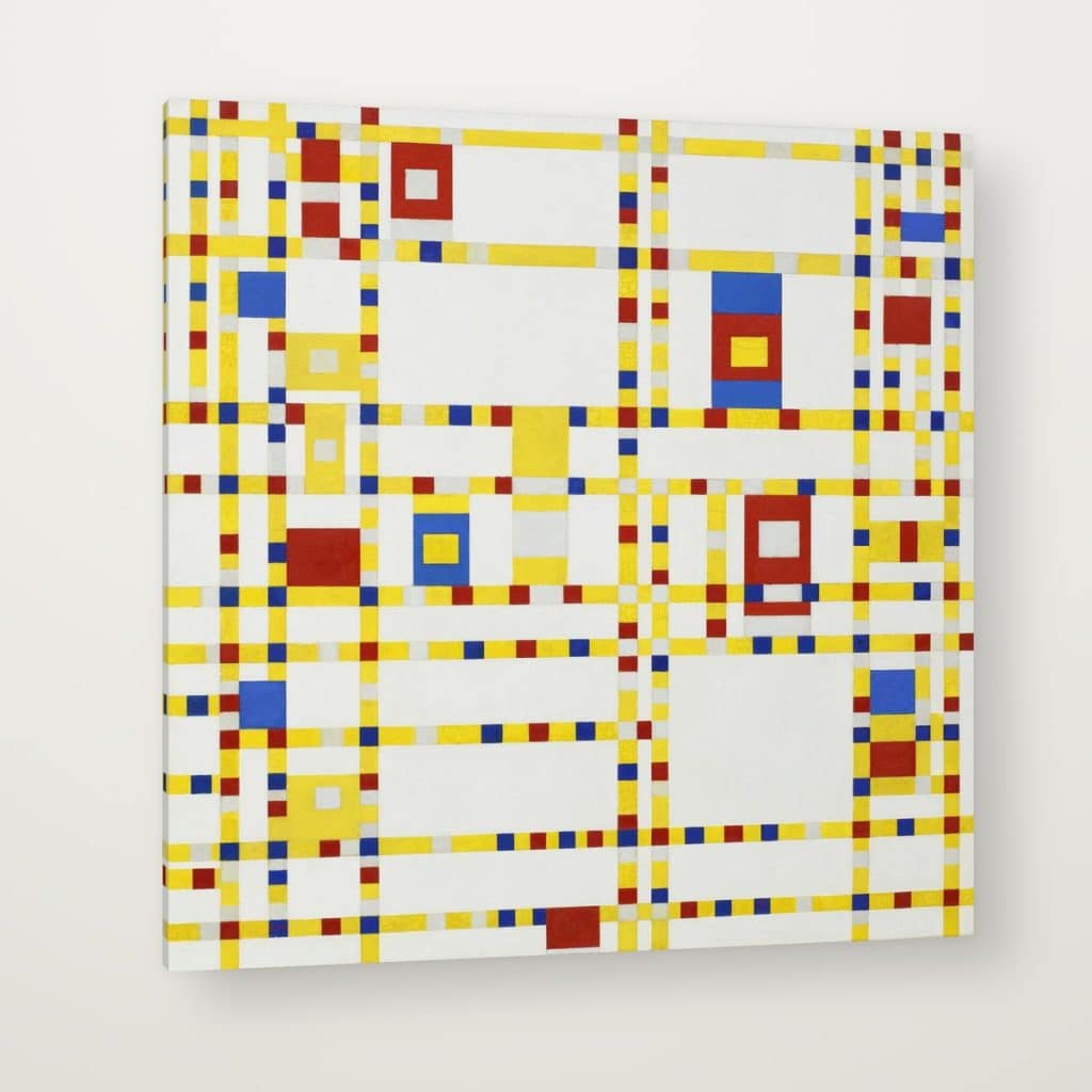 Broadway Boogie Woogie de Mondrian en canvas con canto en espejo