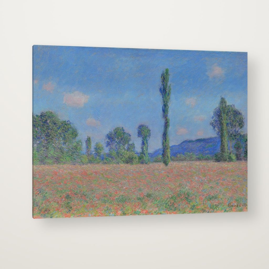 Campo de Amapolas en Giverny de Monet en canvas con canto en espejo