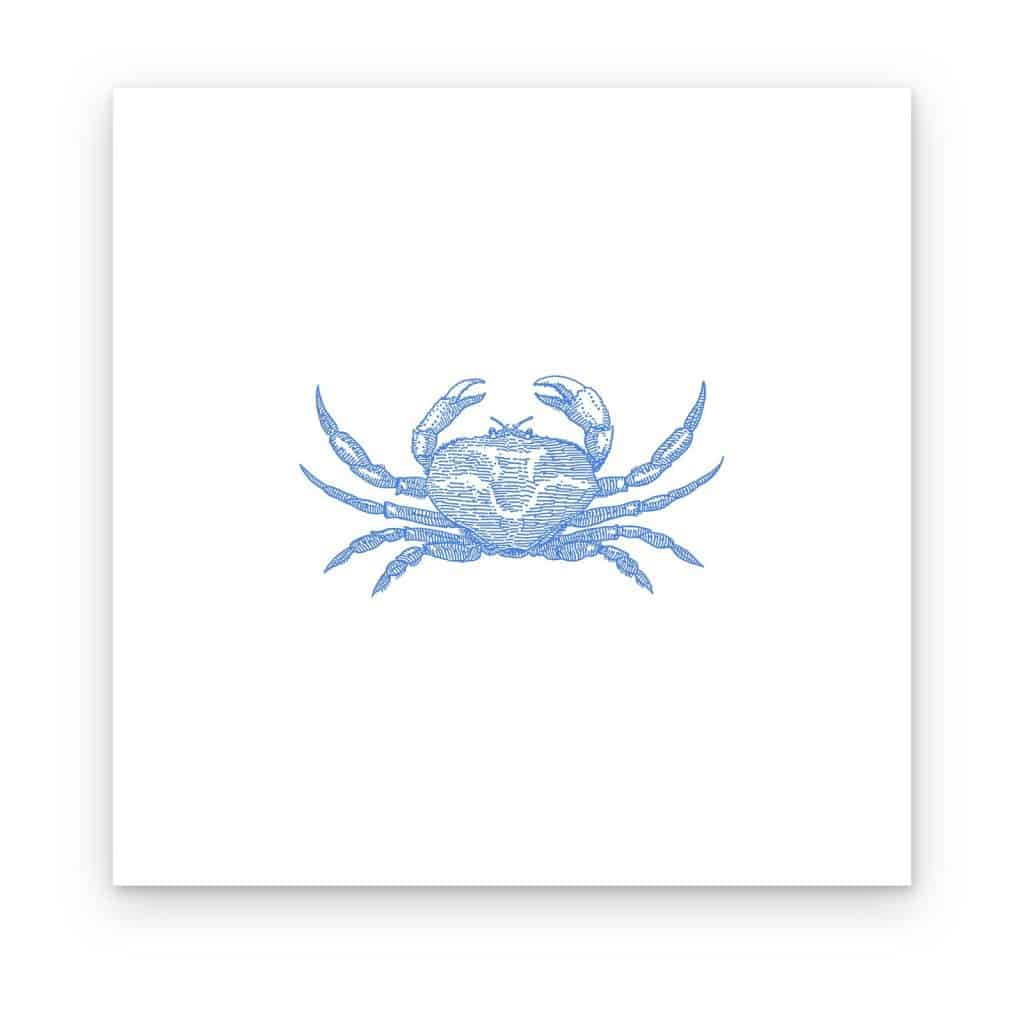 Cuadro Cangrejo Azul impreso en canvas, cangrejo azul en trazo de grabado sobre blanco
