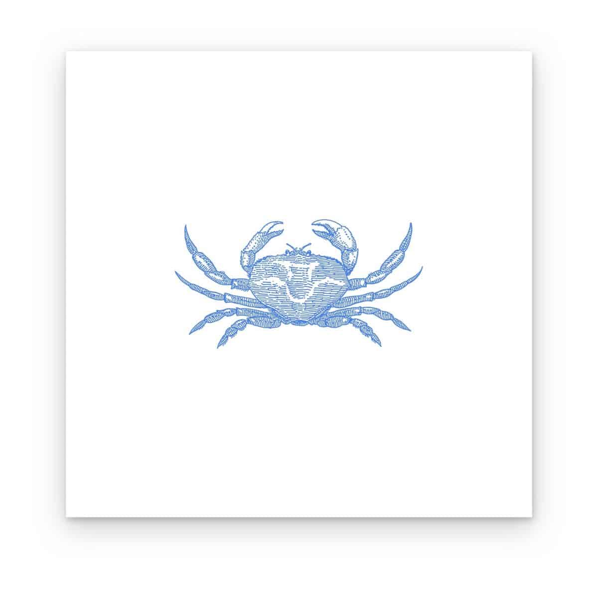 Cuadro Cangrejo Azul impreso en canvas, cangrejo azul en trazo de grabado sobre blanco