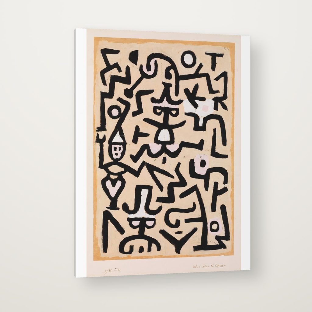 Cartel de Comediantes de Klee en canvas con canto en espejo