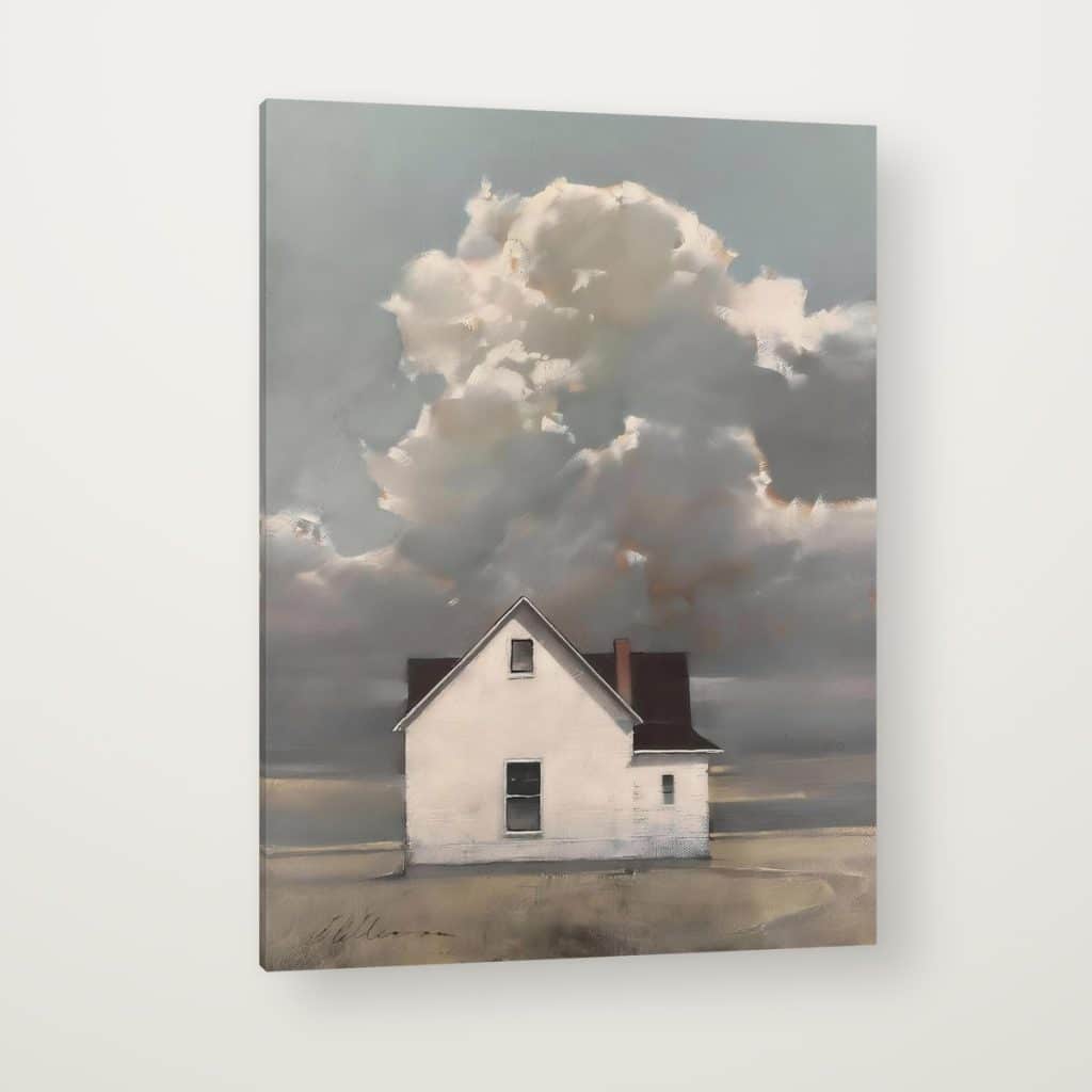 Casa bajo las Nubes en canvas con canto en espejo