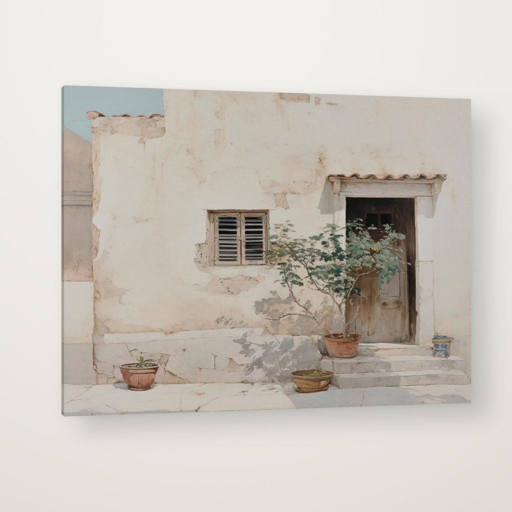 Casa Mediterránea en canvas con canto en espejo