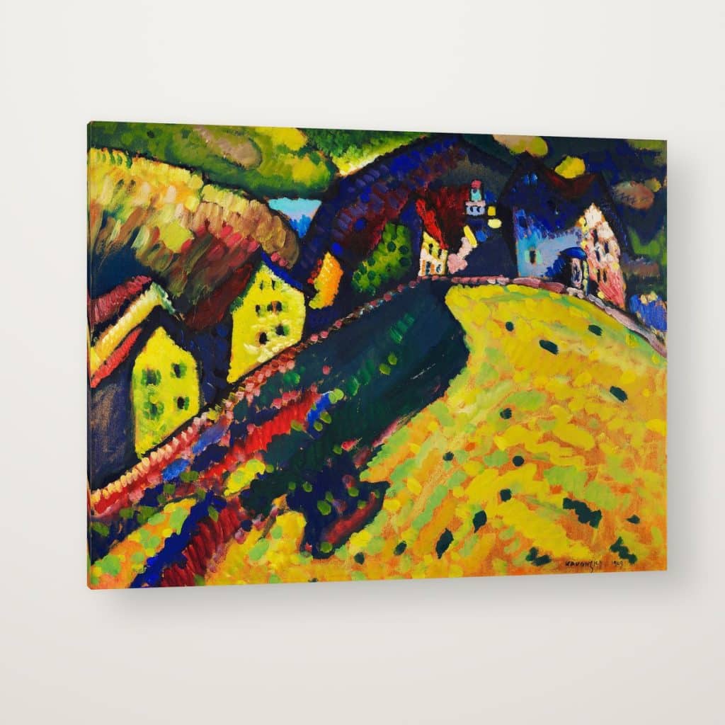 Casas en Murnau de Kandinsky en canvas con canto en espejo