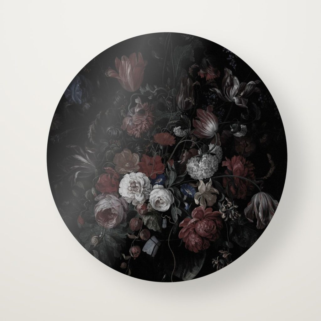 Bouquet Barroco: cuadro circular en acrílico flotante de 3 mm