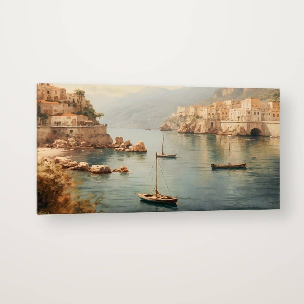 Costa Amalfitana en canvas con canto en espejo