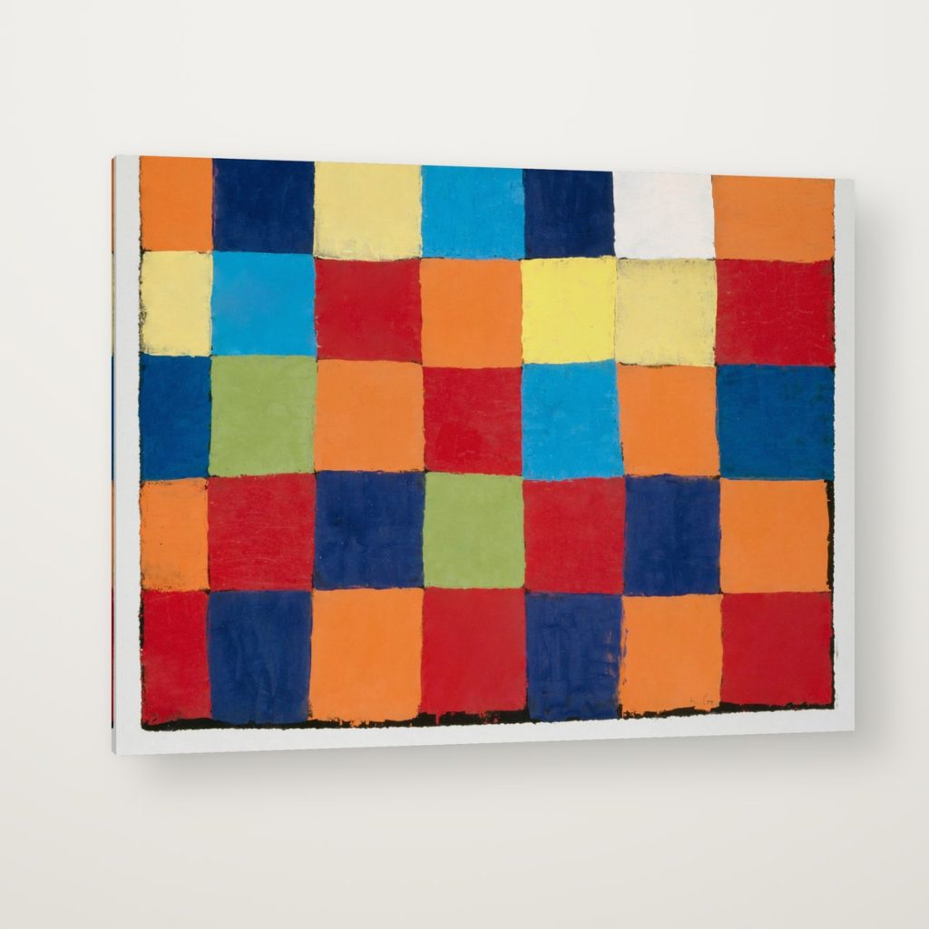 Cuadrícula de Color de Klee en canvas con canto en espejo