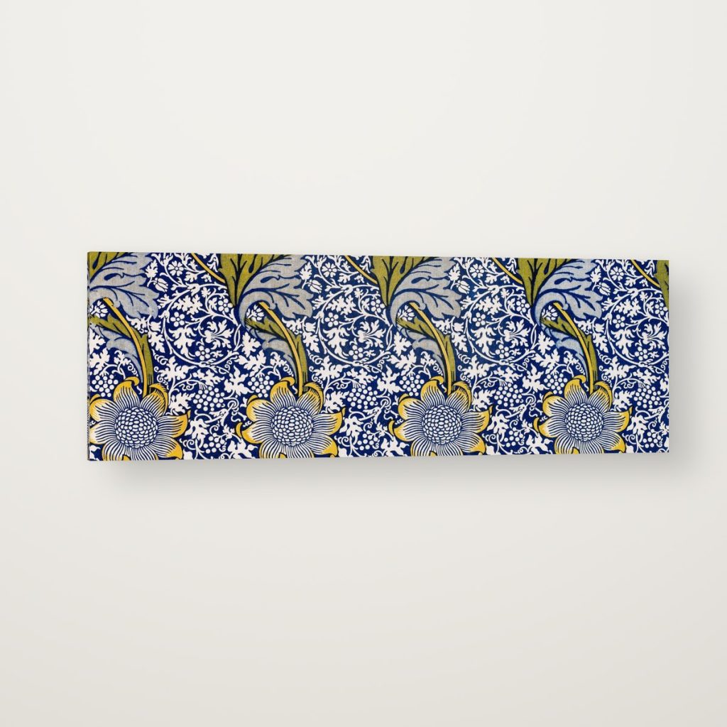 Damasco Azul de William Morris en canvas con canto en espejo