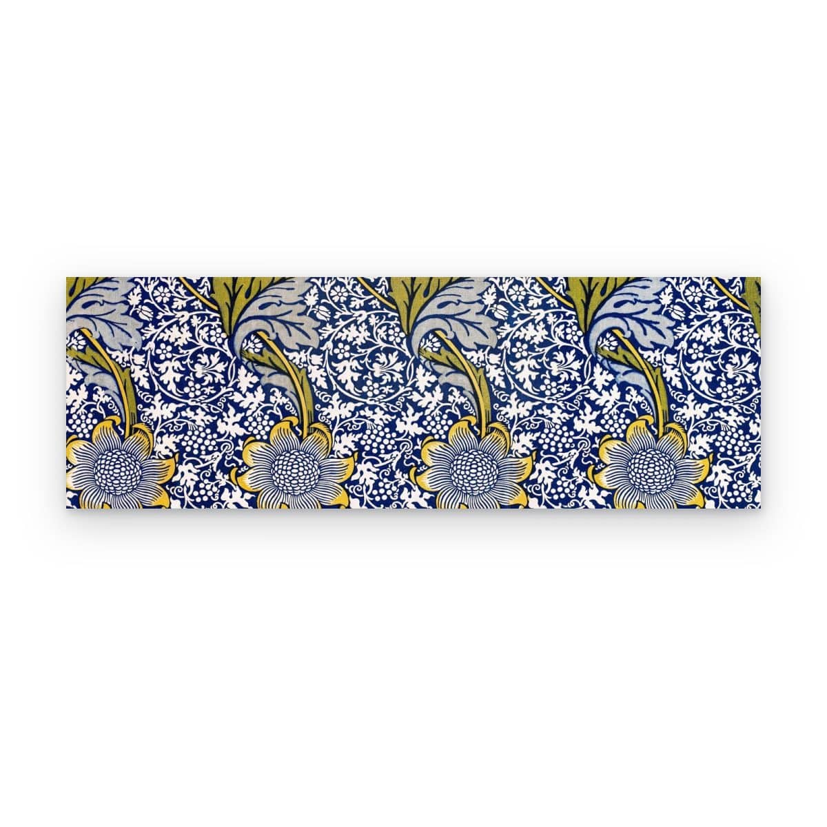 Cuadro Damasco Azul de William Morris impreso en canvas, patrón floral sobre fondo índigo