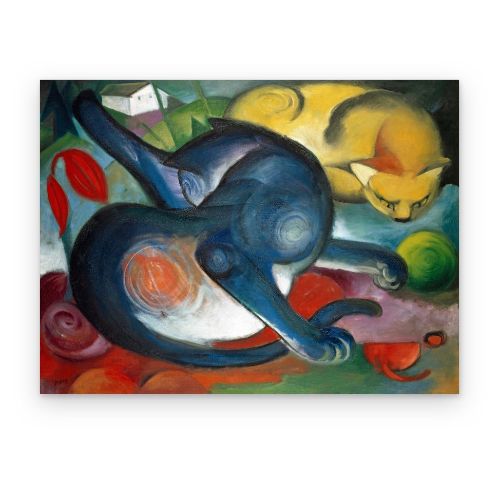 Cuadro Dos Gatos, Azul y Amarillo de Franz Marc impreso en canvas