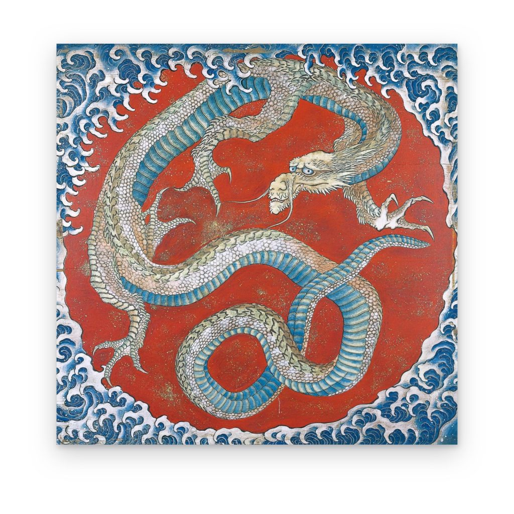 Cuadro Dragón entre las Olas de Hokusai impreso en canvas