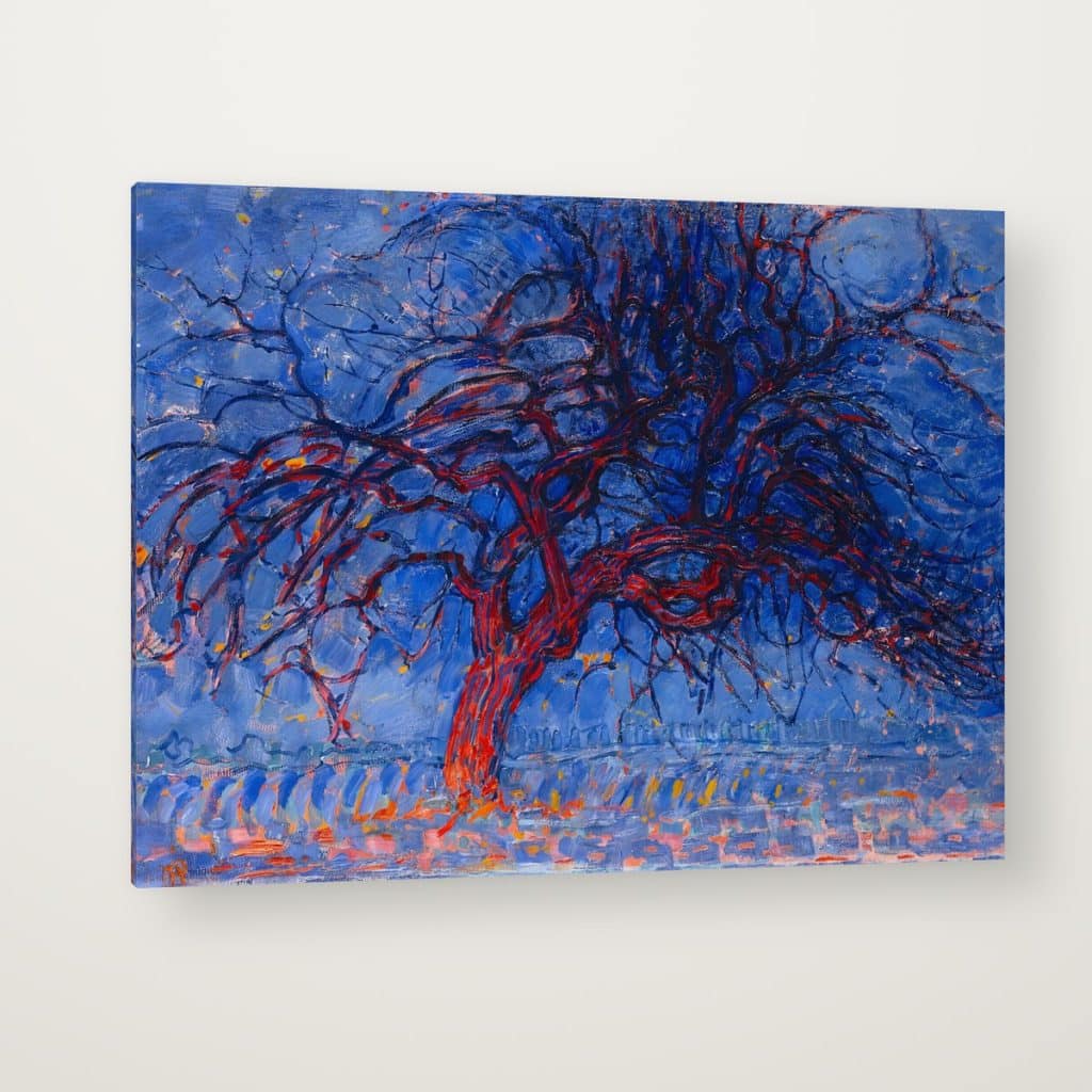 El Árbol Rojo de Mondrian en canvas con canto en espejo