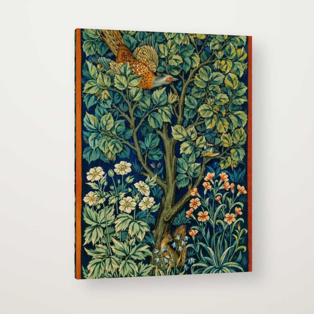 El Bosque de William Morris en canvas con canto en espejo