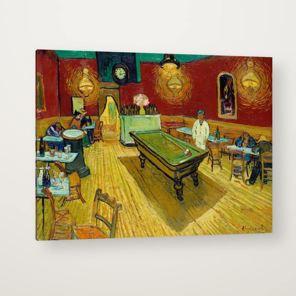 El Café de Noche de Van Gogh en canvas con canto en espejo