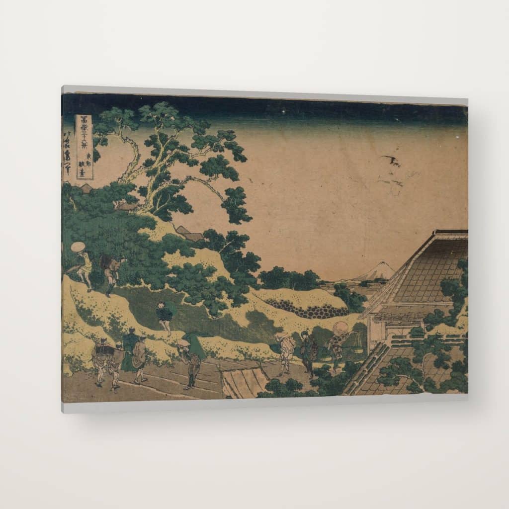 El Fuji desde Surugadai de Hokusai en canvas con canto en espejo