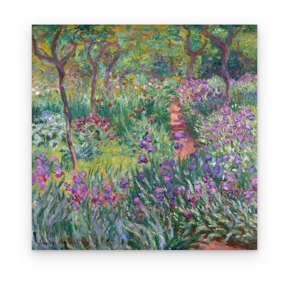 Cuadro El Jardín del Artista en Giverny de Monet impreso en canvas, lirios morados