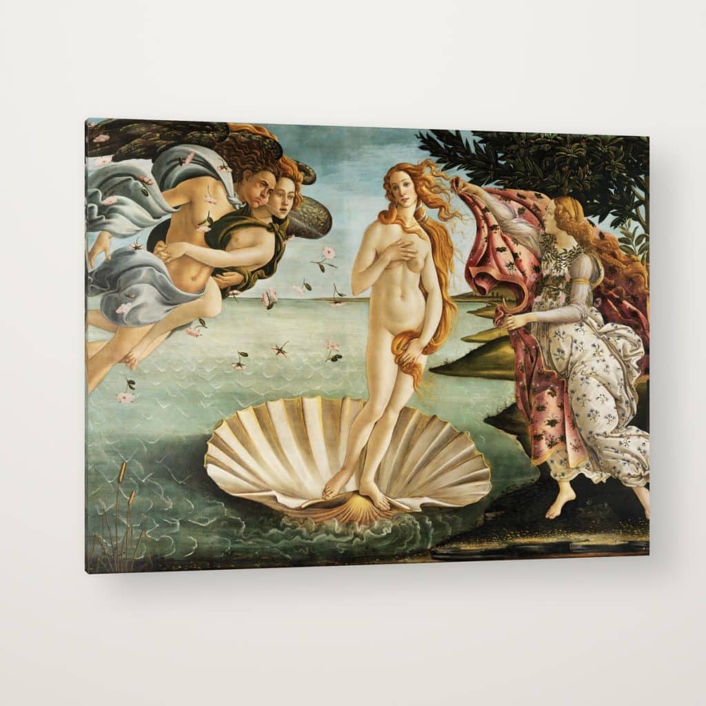 El Nacimiento de Venus de Botticelli en canvas con canto en espejo