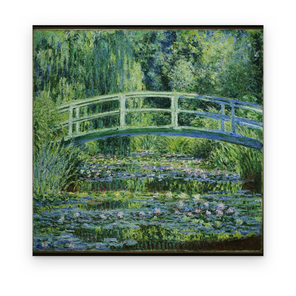 Cuadro El Puente Japonés de Monet impreso en canvas, puente verde sobre estanque