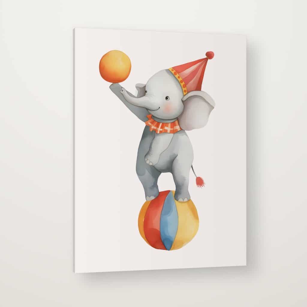 Elefante de Circo en canvas con canto en espejo