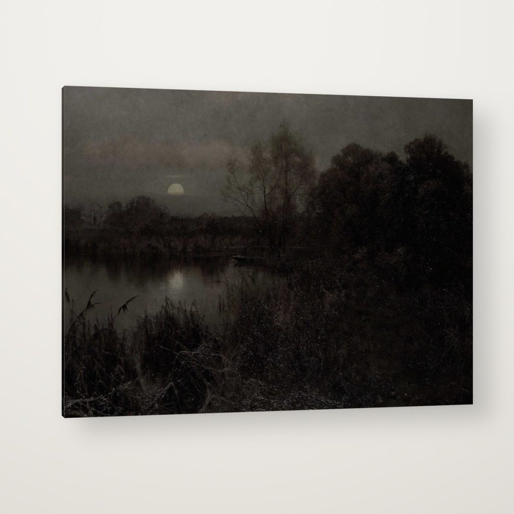 Estanque a la Luz de la Luna en canvas con canto en espejo