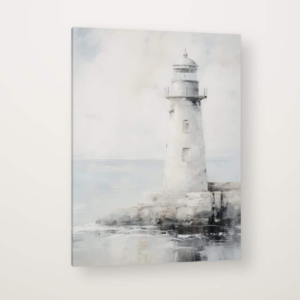 Faro en la Bruma en canvas con canto en espejo