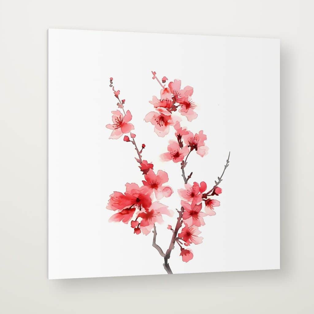 Flor de Cerezo en canvas con canto en espejo